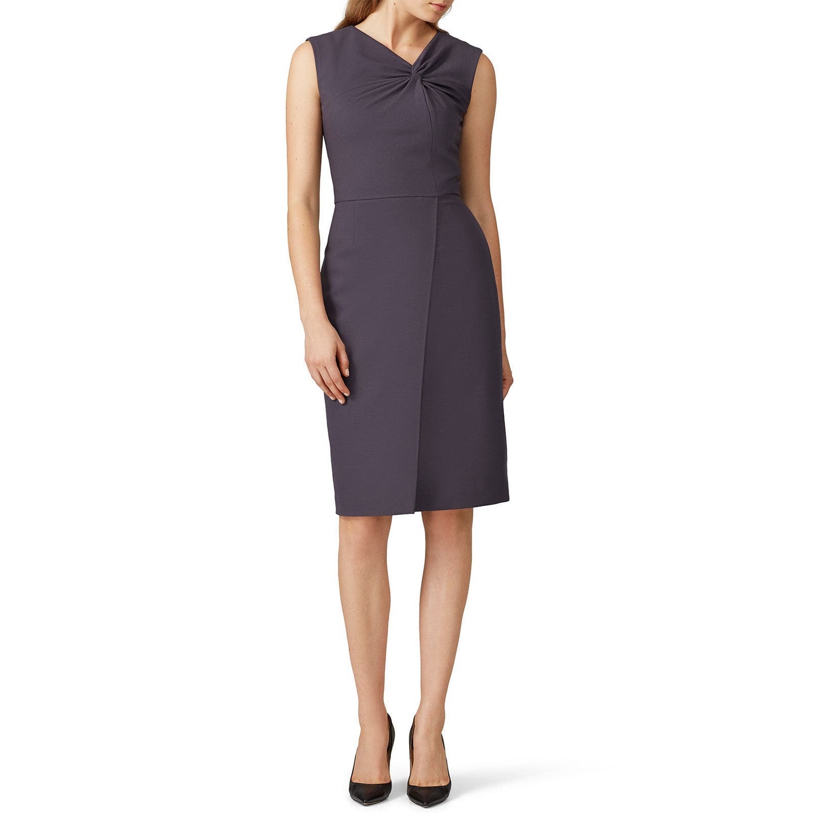 Rebecca Taylor Slate Gray Garbine Suiting Sleeveless Sheath Dress Size 6